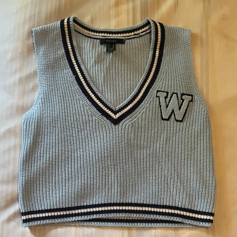 Forever 21 Light Blue V-Neck Sweater Vest